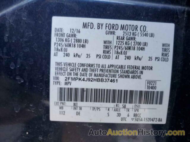 FORD EDGE SEL, 2FMPK4J92HBB37461