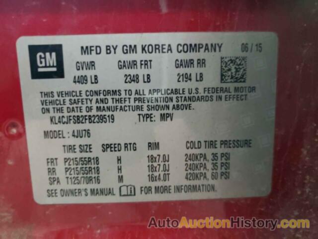 BUICK ENCORE CONVENIENCE, KL4CJFSB2FB239519