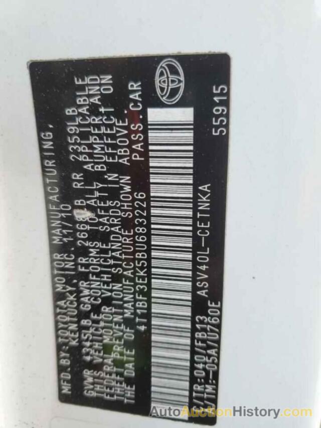 TOYOTA CAMRY BASE, 4T1BF3EK5BU683226