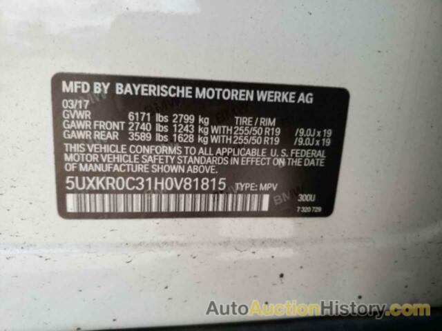 BMW X5 XDRIVE35I, 5UXKR0C31H0V81815