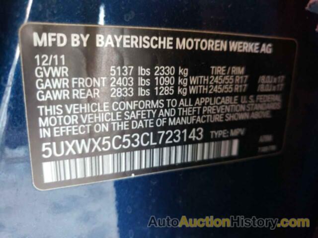 BMW X3 XDRIVE28I, 5UXWX5C53CL723143