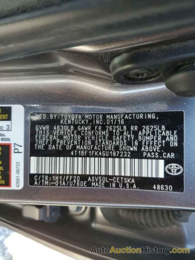 TOYOTA CAMRY LE, 4T1BF1FK4GU187232