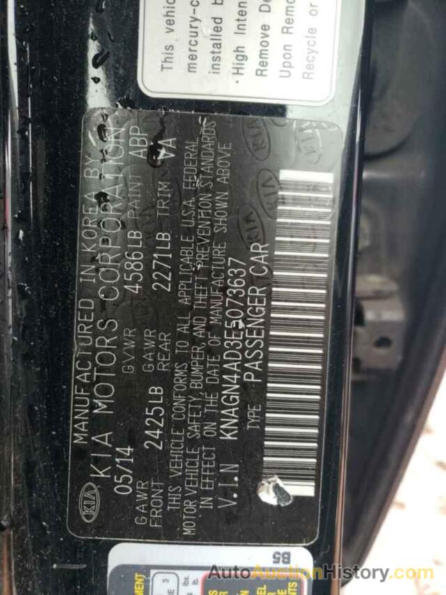 KIA OPTIMA HYBRID, KNAGN4AD3E5073637