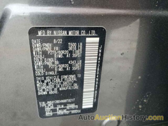 NISSAN ARMADA SL, JN8AY2BD4N9678217