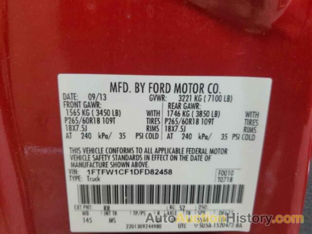 FORD F-150 SUPERCREW, 1FTFW1CF1DFD82458