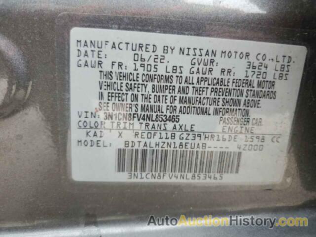 NISSAN VERSA SR, 3N1CN8FV4NL853465