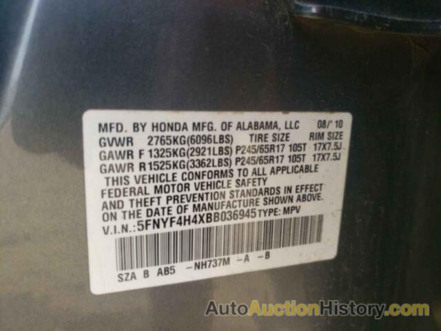 HONDA PILOT EX, 5FNYF4H4XBB036945