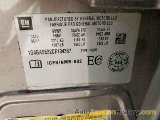 BUICK LACROSSE, 1G4GA5E32CF104367