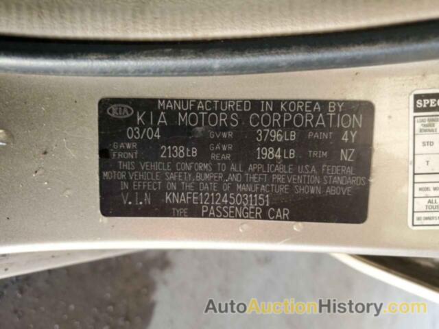 KIA SPECTRA LX, KNAFE121245031151