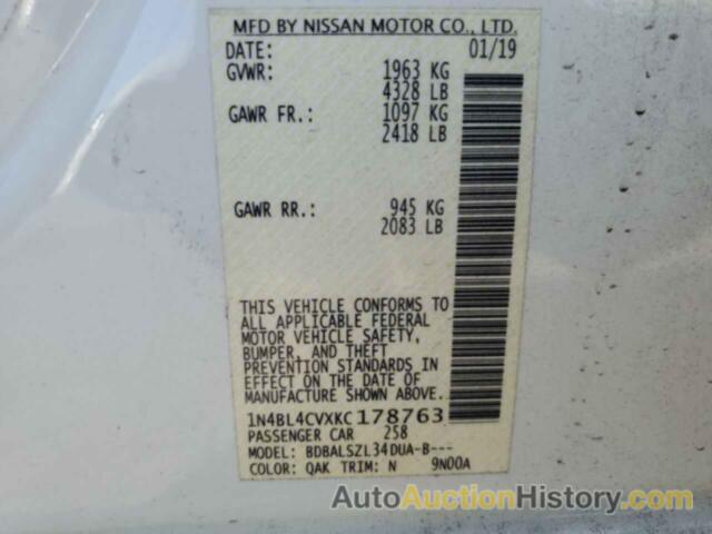 NISSAN ALTIMA SR, 1N4BL4CVXKC178763