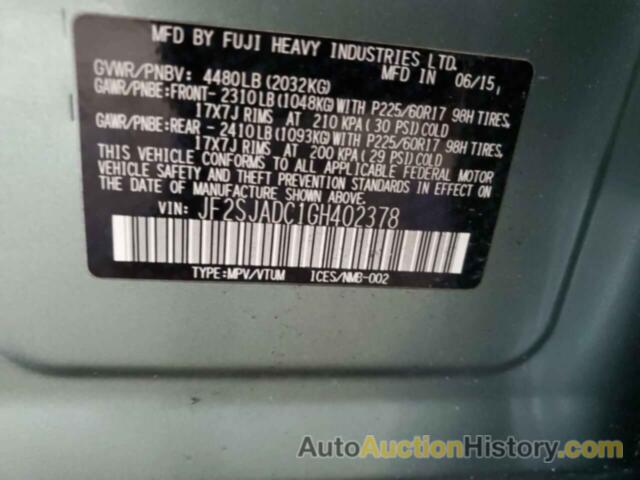 SUBARU FORESTER 2.5I PREMIUM, JF2SJADC1GH402378