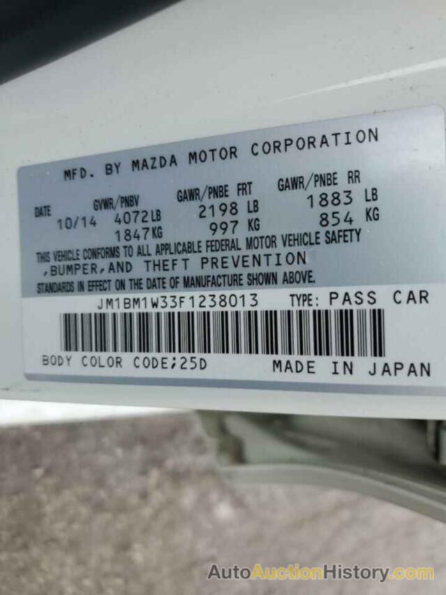 MAZDA 3 GRAND TOURING, JM1BM1W33F1238013