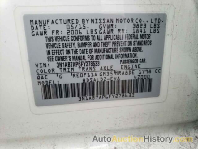 NISSAN SENTRA S, 3N1AB7AP6FY278633