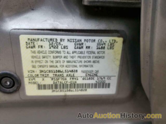 NISSAN SENTRA 1.8, 3N1CB51D86L514828