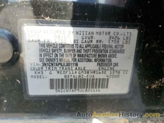 NISSAN VERSA S, 3N1CN7AP9JL801116