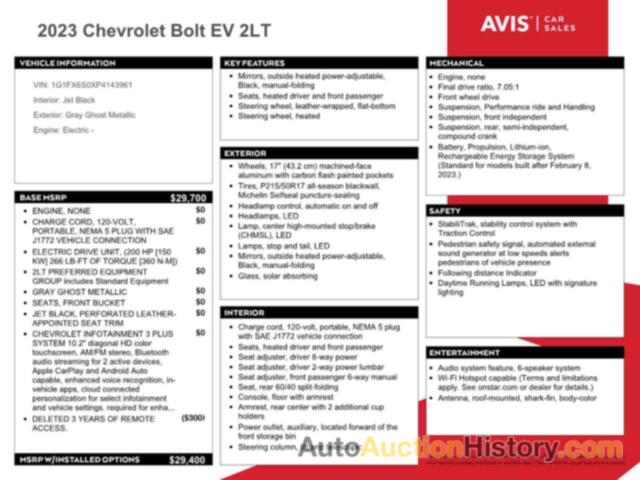 CHEVROLET BOLT 2LT, 1G1FX6S0XP4143961