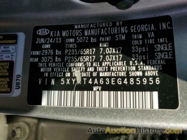 KIA SORENTO LX, 5XYKT4A63EG485956