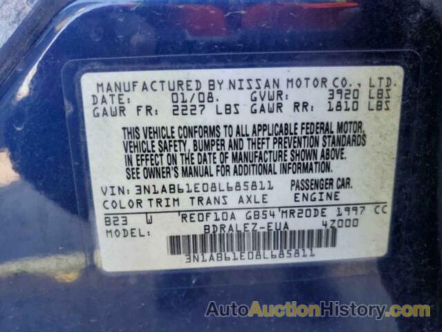 NISSAN SENTRA 2.0, 3N1AB61E08L685811