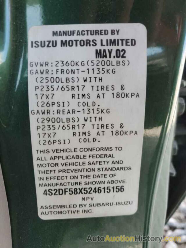 ISUZU AXIOM XS, 4S2DF58X524615156