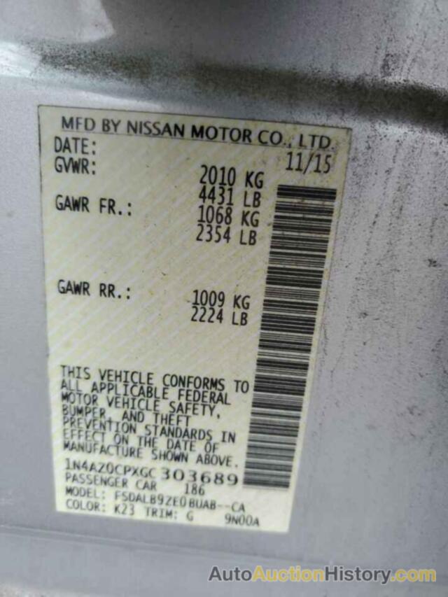 NISSAN LEAF S, 1N4AZ0CPXGC303689