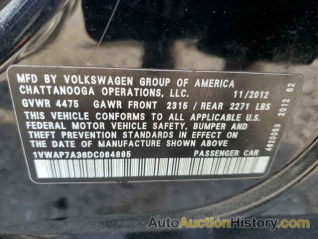 VOLKSWAGEN PASSAT S, 1VWAP7A36DC064885