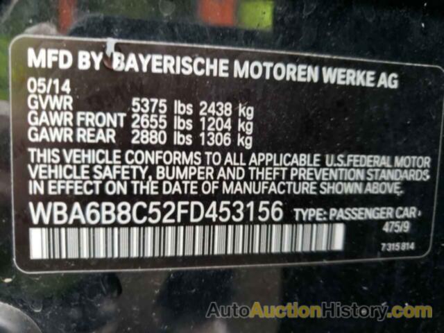 BMW 6 SERIES XI GRAN COUPE, WBA6B8C52FD453156