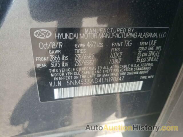 HYUNDAI SANTA FE SEL, 5NMS33AD4LH190747