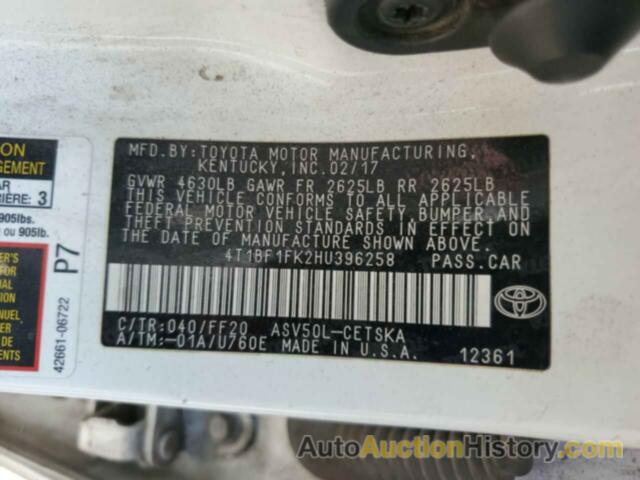 TOYOTA CAMRY LE, 4T1BF1FK2HU396258