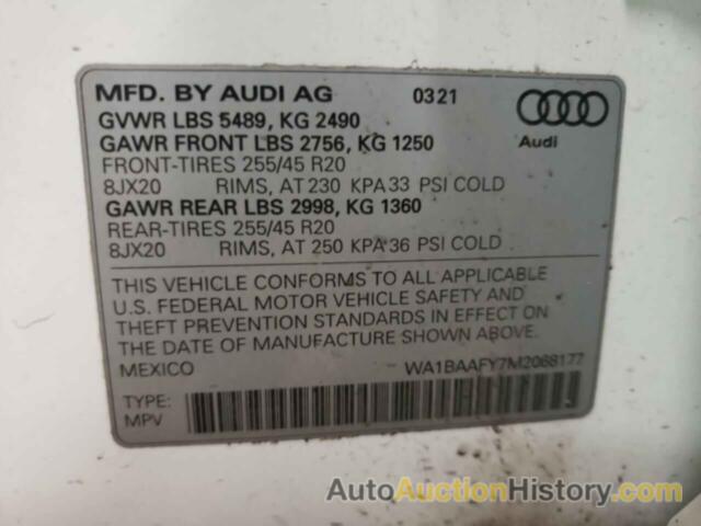 AUDI Q5 PREMIUM PLUS, WA1BAAFY7M2068177