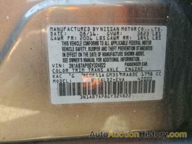 NISSAN SENTRA S, 3N1AB7AP8GY324822