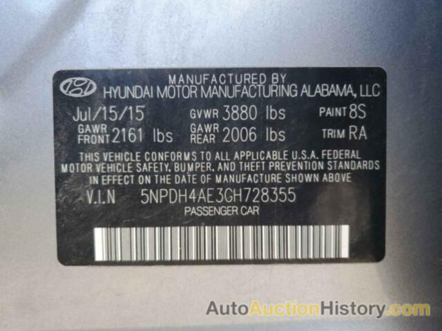 HYUNDAI ELANTRA SE, 5NPDH4AE3GH728355