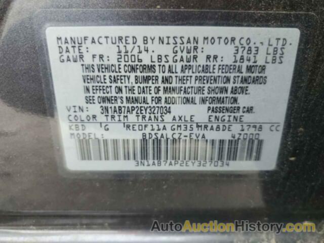 NISSAN SENTRA S, 3N1AB7AP2EY327034