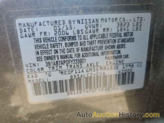 NISSAN SENTRA S, 3N1AB7AP0FY233901