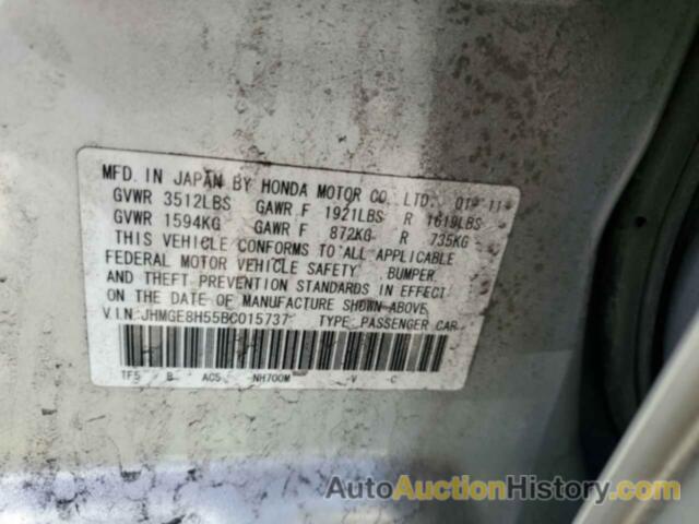 HONDA FIT SPORT, JHMGE8H55BC015737