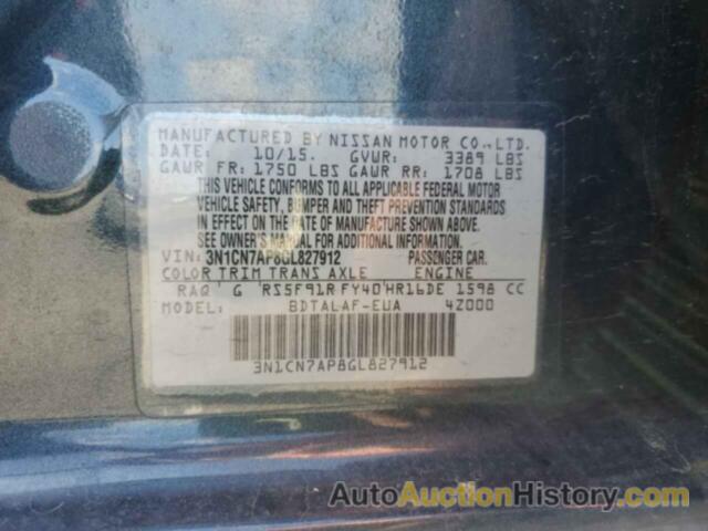 NISSAN VERSA S, 3N1CN7AP8GL827912