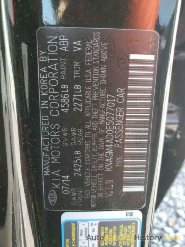 KIA OPTIMA HYBRID, KNAGM4AD0E5077017