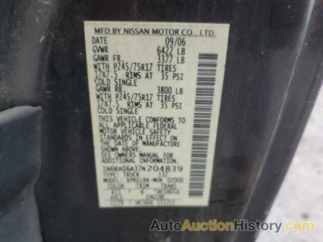 NISSAN TITAN XE, 1N6BA06A37N204839