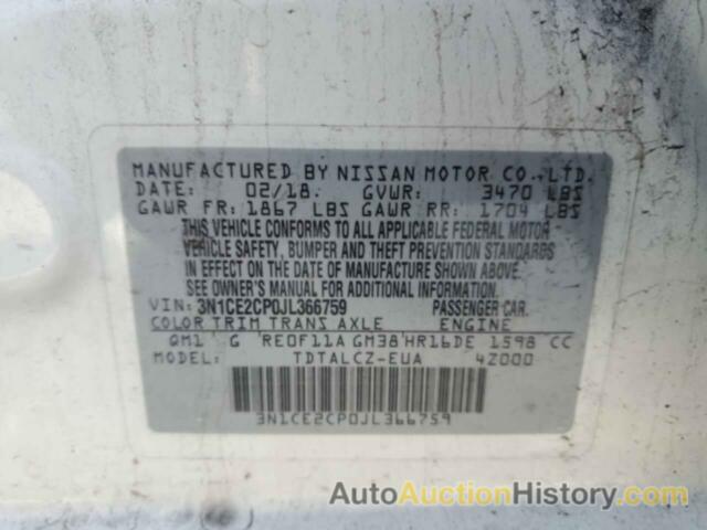 NISSAN VERSA S, 3N1CE2CP0JL366759