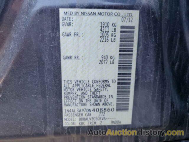 NISSAN ALTIMA 2.5, 1N4AL3AP7DN408860