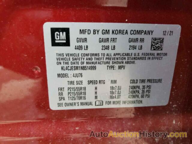 BUICK ENCORE PREFERRED, KL4CJESM1NB514999