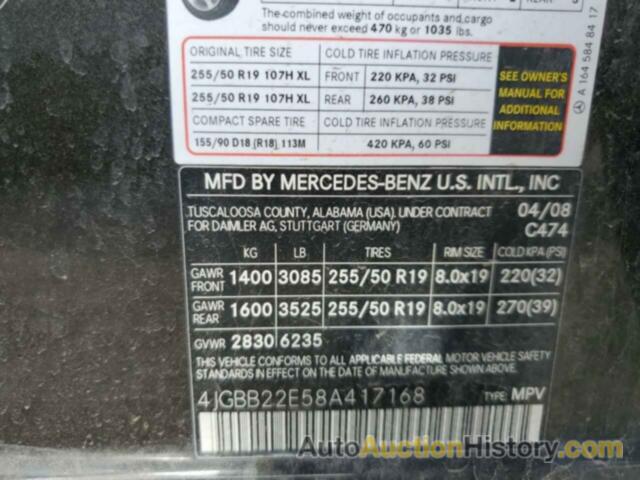 MERCEDES-BENZ M-CLASS 320 CDI, 4JGBB22E58A417168