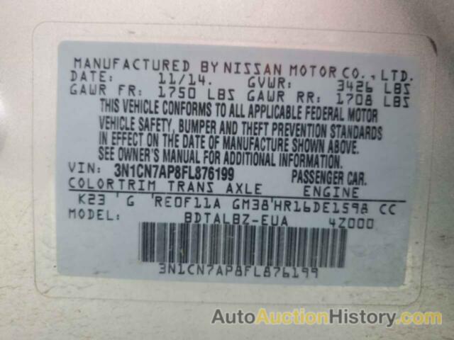 NISSAN VERSA S, 3N1CN7AP8FL876199