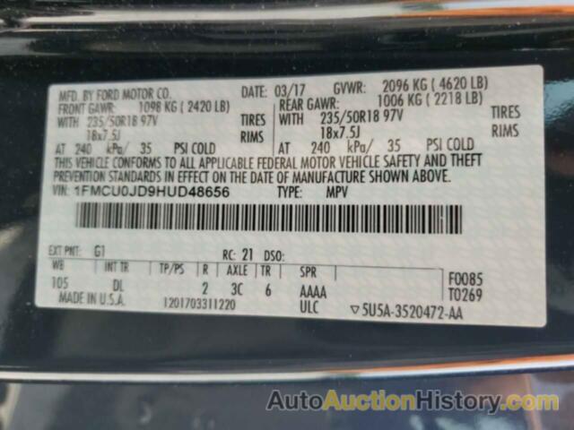 FORD ESCAPE TITANIUM, 1FMCU0JD9HUD48656