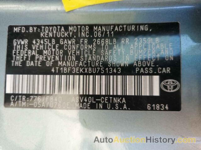 TOYOTA CAMRY BASE, 4T1BF3EKXBU751343