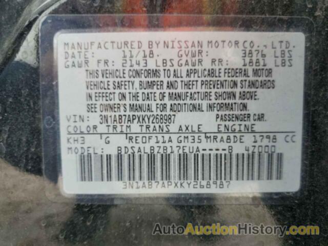 NISSAN SENTRA S, 3N1AB7APXKY268987