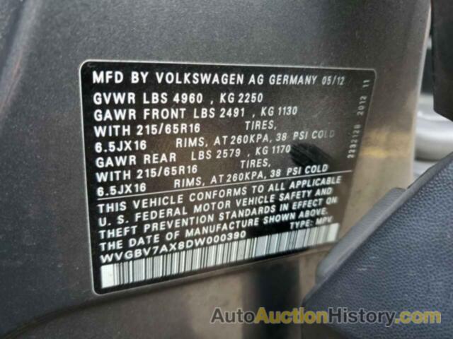 VOLKSWAGEN TIGUAN S, WVGBV7AX8DW000390