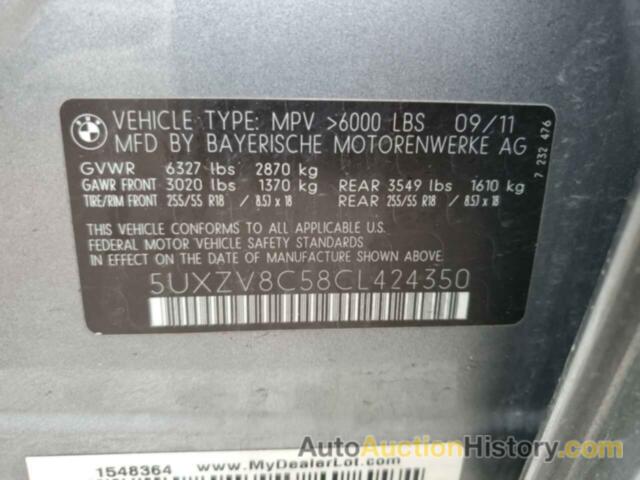 BMW X5 XDRIVE50I, 5UXZV8C58CL424350
