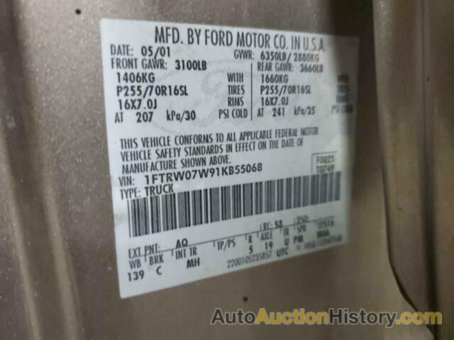 FORD F-150 SUPERCREW, 1FTRW07W91KB55068