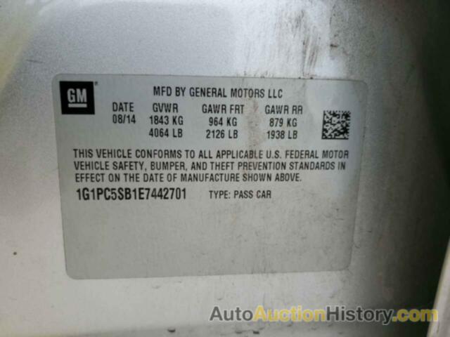 CHEVROLET CRUZE LT, 1G1PC5SB1E7442701