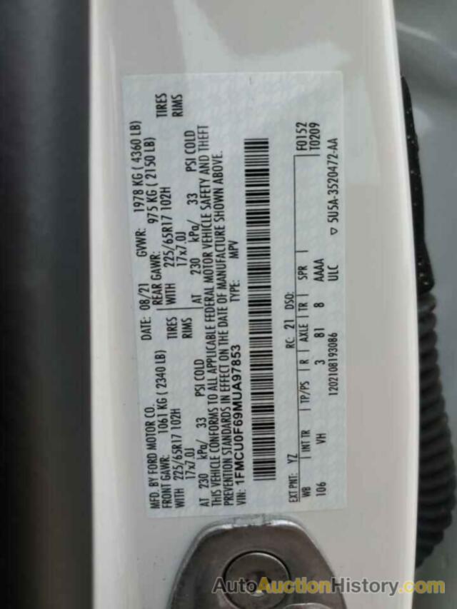 FORD ESCAPE S, 1FMCU0F69MUA97853